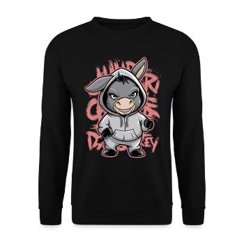 Esel Urban Animal Style Tierliebhaber - Unisex Pullover - Schwarz - Vorne - Alina (178cm) & Michal (187cm)