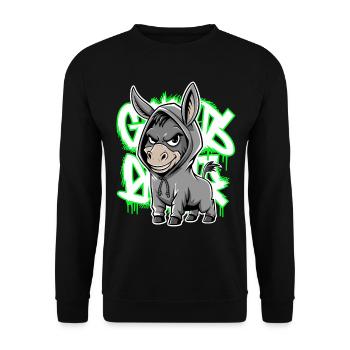 Esel Urban Animal Style Tierliebhaber - Unisex Pullover - Schwarz - Vorne - Alina (178cm) & Michal (187cm)