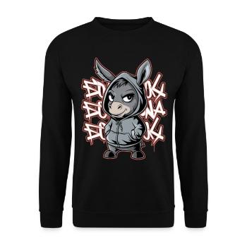 Esel Urban Animal Style Tierliebhaber - Unisex Pullover - Schwarz - Vorne - Alina (178cm) & Michal (187cm)