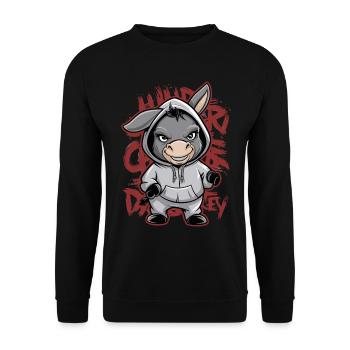 Esel Urban Animal Style Tierliebhaber - Unisex Pullover - Schwarz - Vorne - Alina (178cm) & Michal (187cm)
