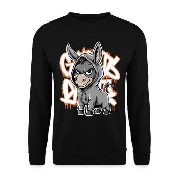 Esel Urban Animal Style Tierliebhaber - Unisex Pullover - Schwarz - Vorne - Alina (178cm) & Michal (187cm)