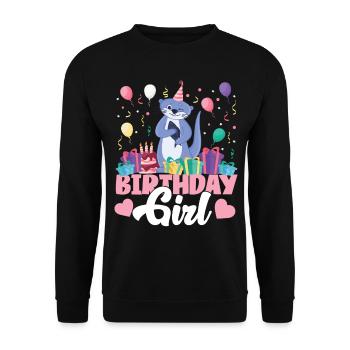 Loutre Anniversaire Fille Anniversaire Fille - Sweat-shirt Unisexe - noir - Devant - Alina (178cm) & Michal (187cm)