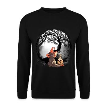 Katze Katzen mystisch Zauberer Halloween Kinder - Unisex Pullover - Schwarz - Vorne - Alina (178cm) & Michal (187cm)
