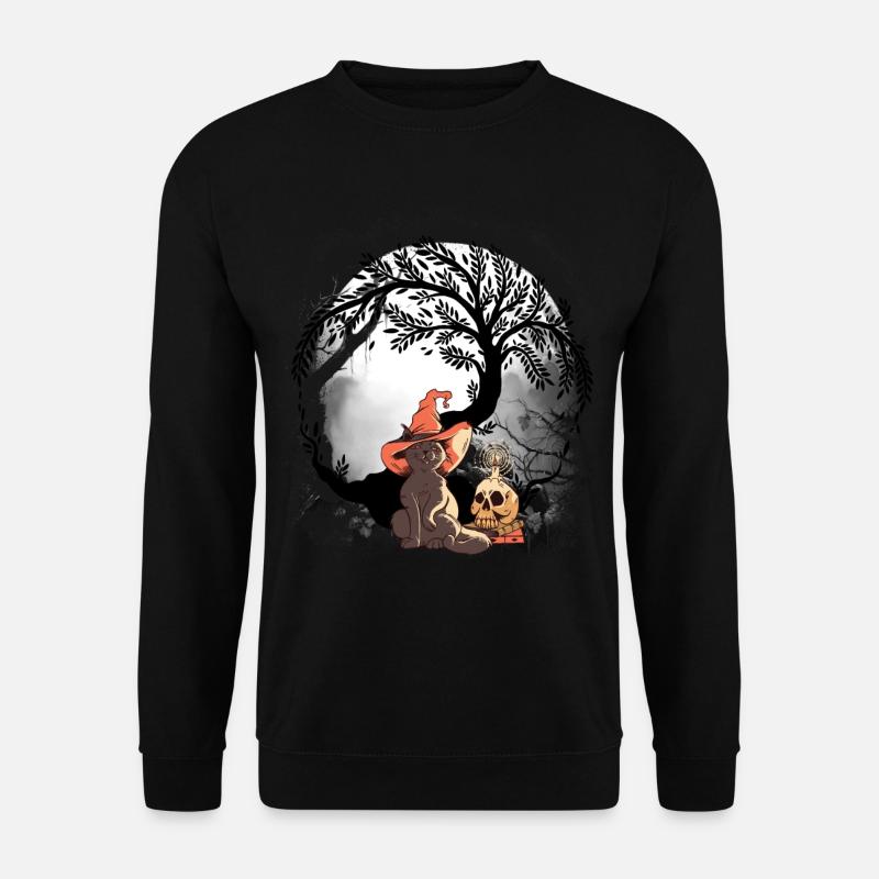 Katze Katzen mystisch Zauberer Halloween Kinder - Unisex Pullover - Schwarz