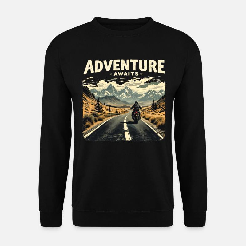 Adventure Awaits Motorrad Motorradfahrer Motorrad - Unisex Pullover - Schwarz