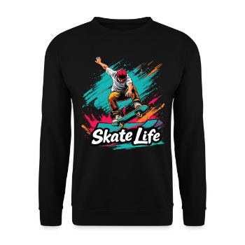 Skate Life Skateboard Skater Skateboarding - Unisex Pullover - Schwarz - Vorne - Alina (178cm) & Michal (187cm)