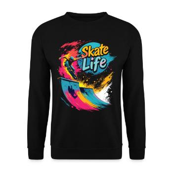 Skate Life Skateboard Skater Skateboarding - Unisex Pullover - Schwarz - Vorne - Alina (178cm) & Michal (187cm)