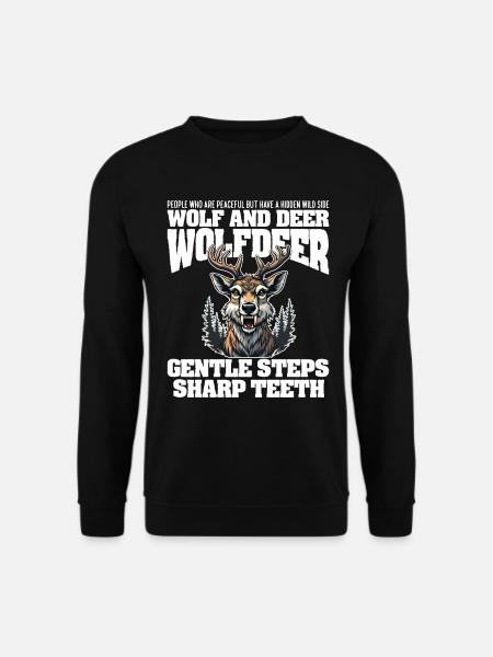 SANFTE SCHRITTE, SCHARFE ZÄHNE - WOLF UND REH - Unisex Pullover - Schwarz