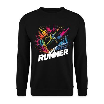 City Runner Stadtläufer - Unisex Sweatshirt - black - Front - Alina (178cm) & Michal (187cm)