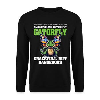GRACIEUX MAIS SAUVAGE - ALLIGATOR ET PAPILLON - Sweat-shirt Unisexe - noir - Devant - Alina (178cm) & Michal (187cm)