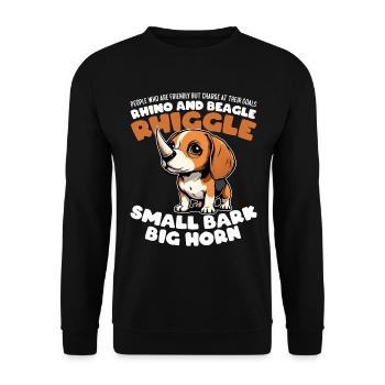 SMALL BARK, BIG HORN - RHINO AND BEAGLE - RHIGGLE - Unisex Sweatshirt - black - Front - Alina (178cm) & Michal (187cm)