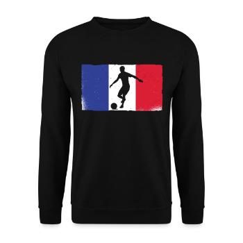 French Football Game Silhouette in Front of Flag - Unisex Sweatshirt - black - Front - Alina (178cm) & Michal (187cm)
