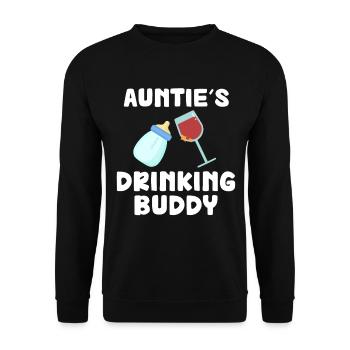 Auntie's Drinking Buddy Funny - Unisex Sweatshirt - black - Front - Alina (178cm) & Michal (187cm)