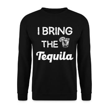 Ich Bringe Den Tequila Party Spruch - Unisex Pullover - Schwarz - Vorne - Alina (178cm) & Michal (187cm)
