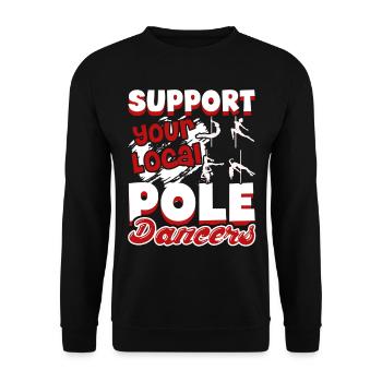 Support Your Local Pole Dancers - Unisex Sweatshirt - black - Front - Alina (178cm) & Michal (187cm)