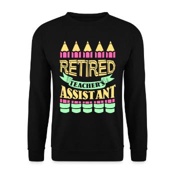 Funny Retired Teacher Assistant - Unisex Sweatshirt - black - Front - Alina (178cm) & Michal (187cm)