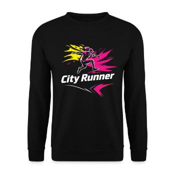 City Runner Stadtläufer - Unisex Sweatshirt - black - Front - Alina (178cm) & Michal (187cm)