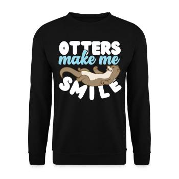 Otter Otters Make Me Smile - Unisex Sweatshirt - black - Front - Alina (178cm) & Michal (187cm)