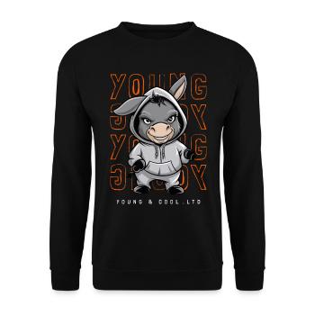 Donkey Young and Cool Animal Lover - Unisex Sweatshirt - black - Front - Alina (178cm) & Michal (187cm)