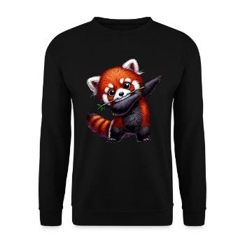 Roter Panda, Red Panda, Pandabär, Dabbing - Unisex Pullover - Schwarz - Vorne - Alina (178cm) & Michal (187cm)