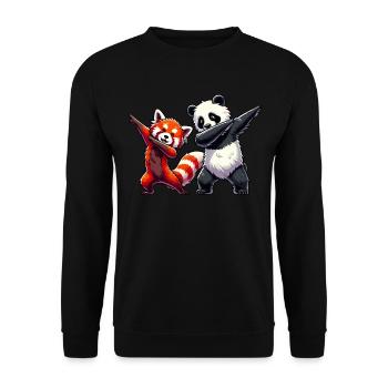 Roter Panda, Red Panda, Pandabär, Dabbing - Unisex Pullover - Schwarz - Vorne - Alina (178cm) & Michal (187cm)