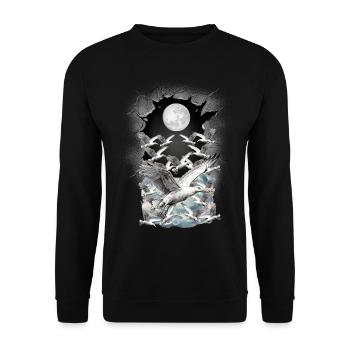 Nature mystique Mer du Nord Mer Baltique Mouettes Oiseaux de mer - Sweat-shirt Unisexe - noir - Devant - Alina (178cm) & Michal (187cm)