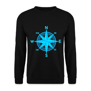 Windrose maritim Kompass Seemann Seefahrer - Unisex Pullover - Schwarz - Vorne - Alina (178cm) & Michal (187cm)