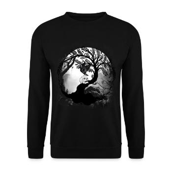 Halloween Mystical Raven Crow Forest Animals - Unisex Sweatshirt - black - Front - Alina (178cm) & Michal (187cm)