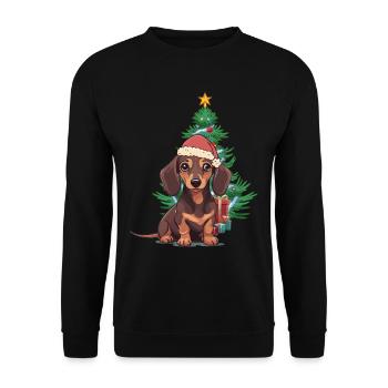 Teckel Noël Noël Noël Chien Chiens - Sweat-shirt Unisexe - noir - Devant - Alina (178cm) & Michal (187cm)