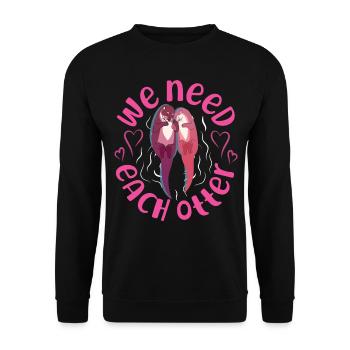 Loutre Saint-Valentin Jeu de mots dont nous avons besoin - Sweat-shirt Unisexe - noir - Devant - Alina (178cm) & Michal (187cm)
