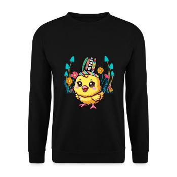 Hippie Chicken Chick Hippies Kids Child Easter - Unisex Sweatshirt - black - Front - Alina (178cm) & Michal (187cm)