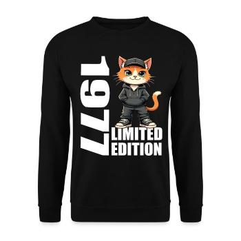 Limited Edition 1977 Geburtstag 1977 Geboren - Unisex Pullover - Schwarz - Vorne - Alina (178cm) & Michal (187cm)