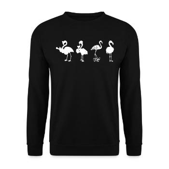 Flamants roses drôles Flamants roses de fête - Sweat-shirt Unisexe - noir - Devant - Alina (178cm) & Michal (187cm)