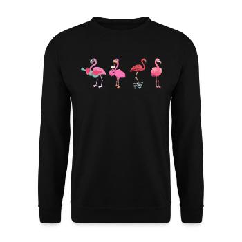 Flamants roses de fête Flamants roses drôles - Sweat-shirt Unisexe - noir - Devant - Alina (178cm) & Michal (187cm)