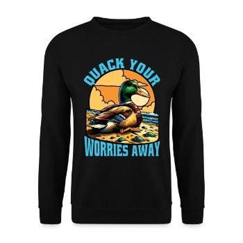 Mallard Duck Quack Your Worries Away Duck Hunting - Unisex Pullover - Schwarz - Vorne - Alina (178cm) & Michal (187cm)