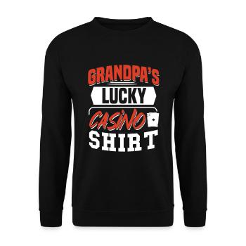 Grandpa's Lucky Poker Shirt Lustiges Casino Poker - Unisex Pullover - Schwarz - Vorne - Alina (178cm) & Michal (187cm)