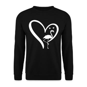 Flamingo Heart Flamingo Lover Flamingo - Unisex Sweatshirt - black - Front - Alina (178cm) & Michal (187cm)