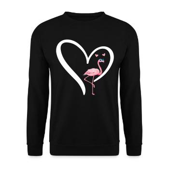 Flamingo Heart Flamingo Lover - Cute Flamingo - Unisex Sweatshirt - black - Front - Alina (178cm) & Michal (187cm)