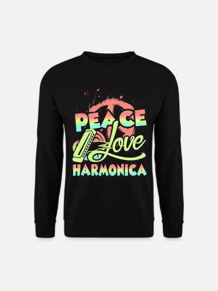 Peace Love Harmonica - Unisex Sweatshirt - black