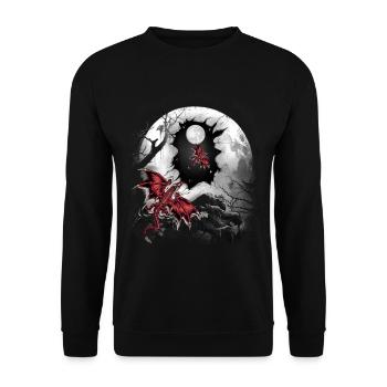 Drache Drachen Fabelwesen Fabel Märchen - Unisex Pullover - Schwarz - Vorne - Alina (178cm) & Michal (187cm)