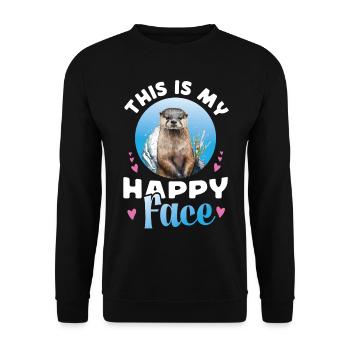 Otter This Is My Happy Face - Unisex Pullover - Schwarz - Vorne - Alina (178cm) & Michal (187cm)