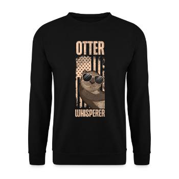 Otter American Flag Otter - Unisex Pullover - Schwarz - Vorne - Alina (178cm) & Michal (187cm)