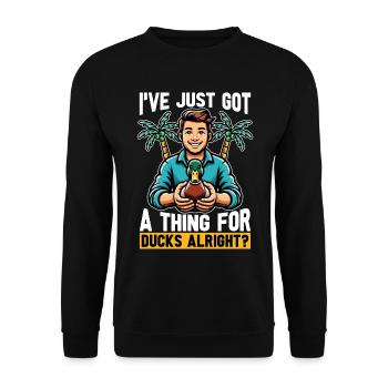 Canard colvert J’ai juste un faible pour la sauvagine - Sweat-shirt Unisexe - noir - Devant - Alina (178cm) & Michal (187cm)
