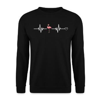 Cute Flamingo Lover Flamingo Heartbeat Heart - Unisex Pullover - Schwarz - Vorne - Alina (178cm) & Michal (187cm)