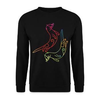 Otter Watercolor - Unisex Pullover - Schwarz - Vorne - Alina (178cm) & Michal (187cm)