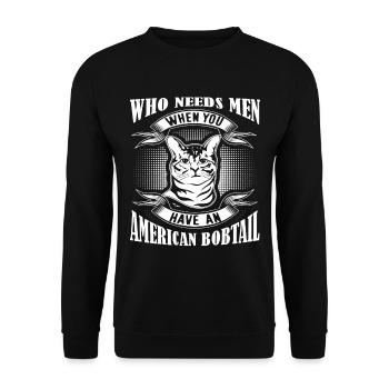 Have An American Bobtail Cat - Unisex Sweatshirt - black - Front - Alina (178cm) & Michal (187cm)