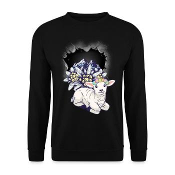 Austria Mountains Sheep Sheep Tyrol Alps Alm - Unisex Sweatshirt - black - Front - Alina (178cm) & Michal (187cm)