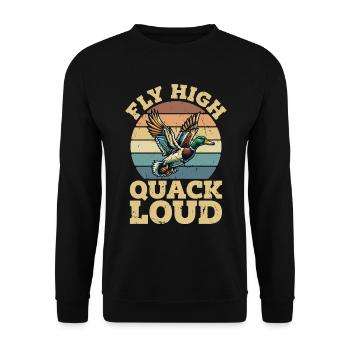 Mallard Duck Fly High Quack Loud Retro Water Bird - Unisex Sweatshirt - black - Front - Alina (178cm) & Michal (187cm)
