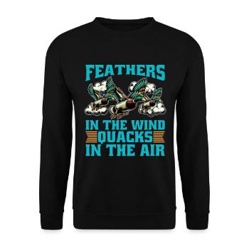 Mallard Duck Feathers In The Wind Duck Enthusiast - Unisex Pullover - Schwarz - Vorne - Alina (178cm) & Michal (187cm)