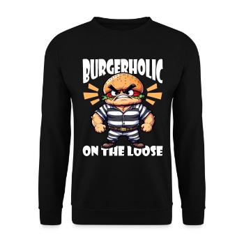 BURGERHOLIC AUF FREIEM FUSS - Unisex Pullover - Schwarz - Vorne - Alina (178cm) & Michal (187cm)